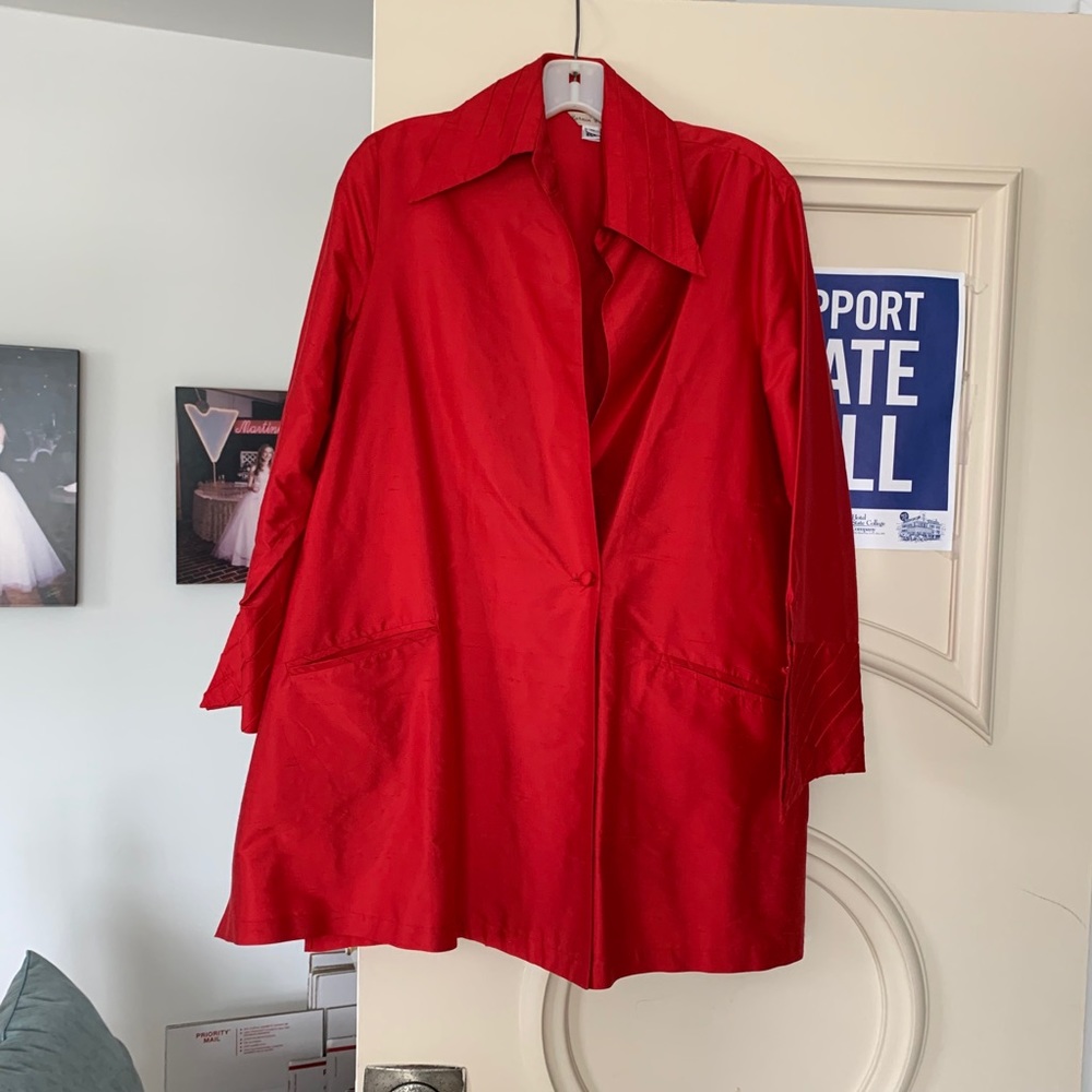 Lorain Croft red 100% silk jacket